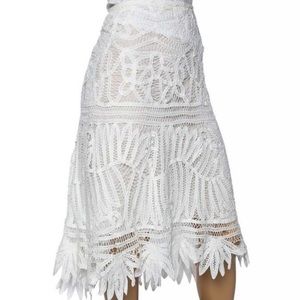 Ralph Lauren Women’s White Cotton Lace MIDI Skirt Size 4